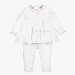 Sarah Louise White Cotton Trouser Set