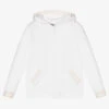 Sarah Louise White Hooded Zip-Up Top