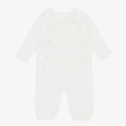 Sarah Louise White Knitted Baby Dungaree Set