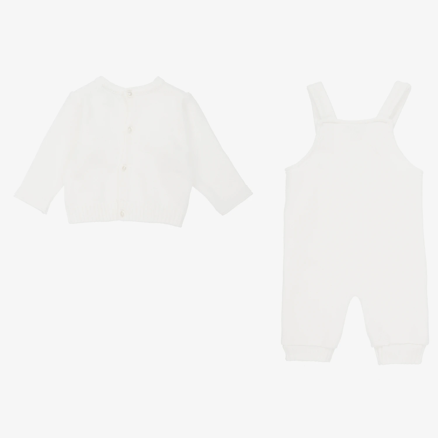 Sarah Louise White Knitted Baby Dungaree Set 3 Sarah Louise White Knitted Baby Dungaree Set - Image 3