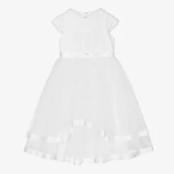 Sarah Louise White Satin & Tulle Dress