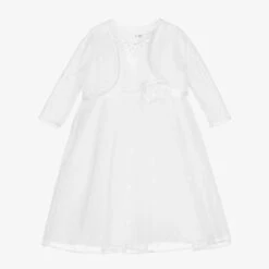 Sarah Louise White Satin & Tulle Dress Set