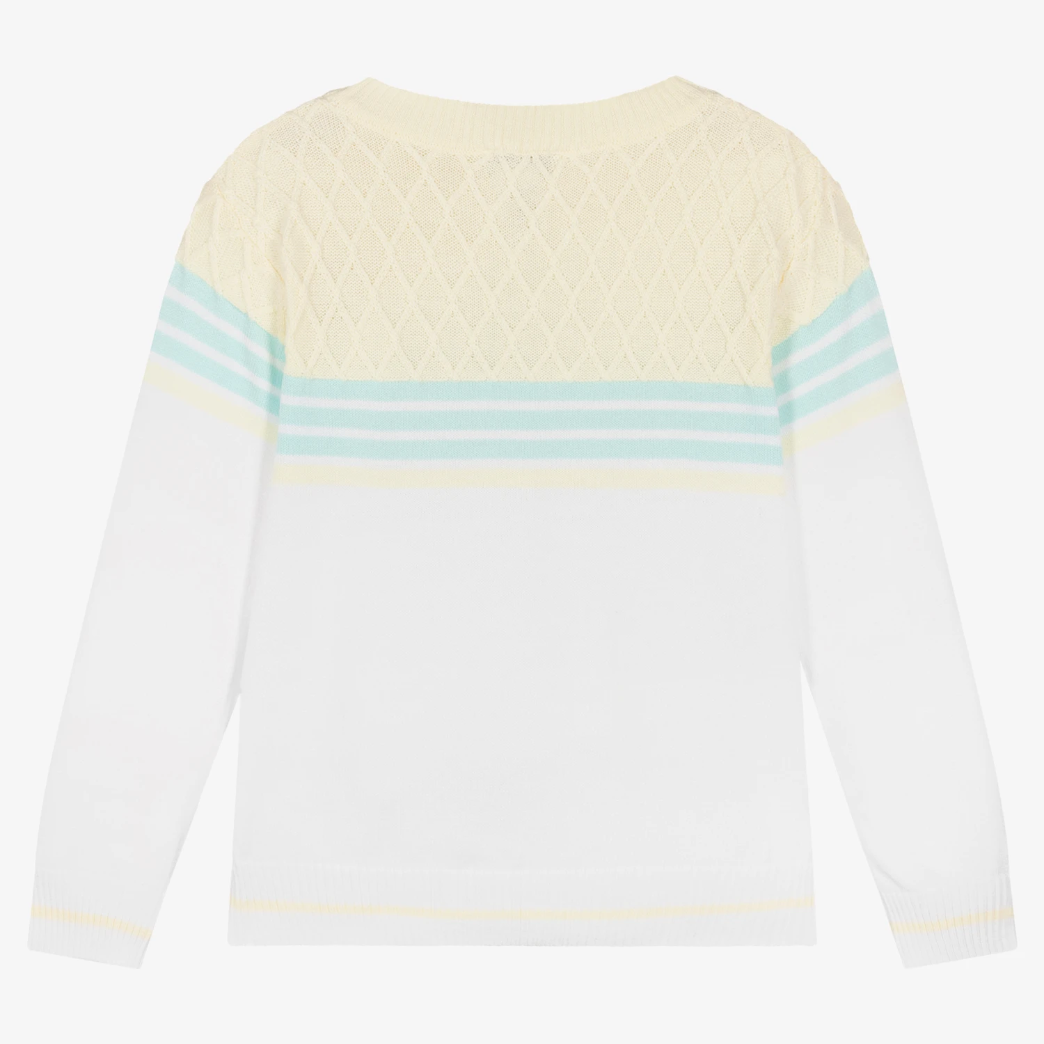 Sarah Louise White & Yellow Cotton Jumper 2 Sarah Louise White & Yellow Cotton Jumper - Image 2