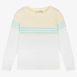 Sarah Louise White & Yellow Cotton Jumper