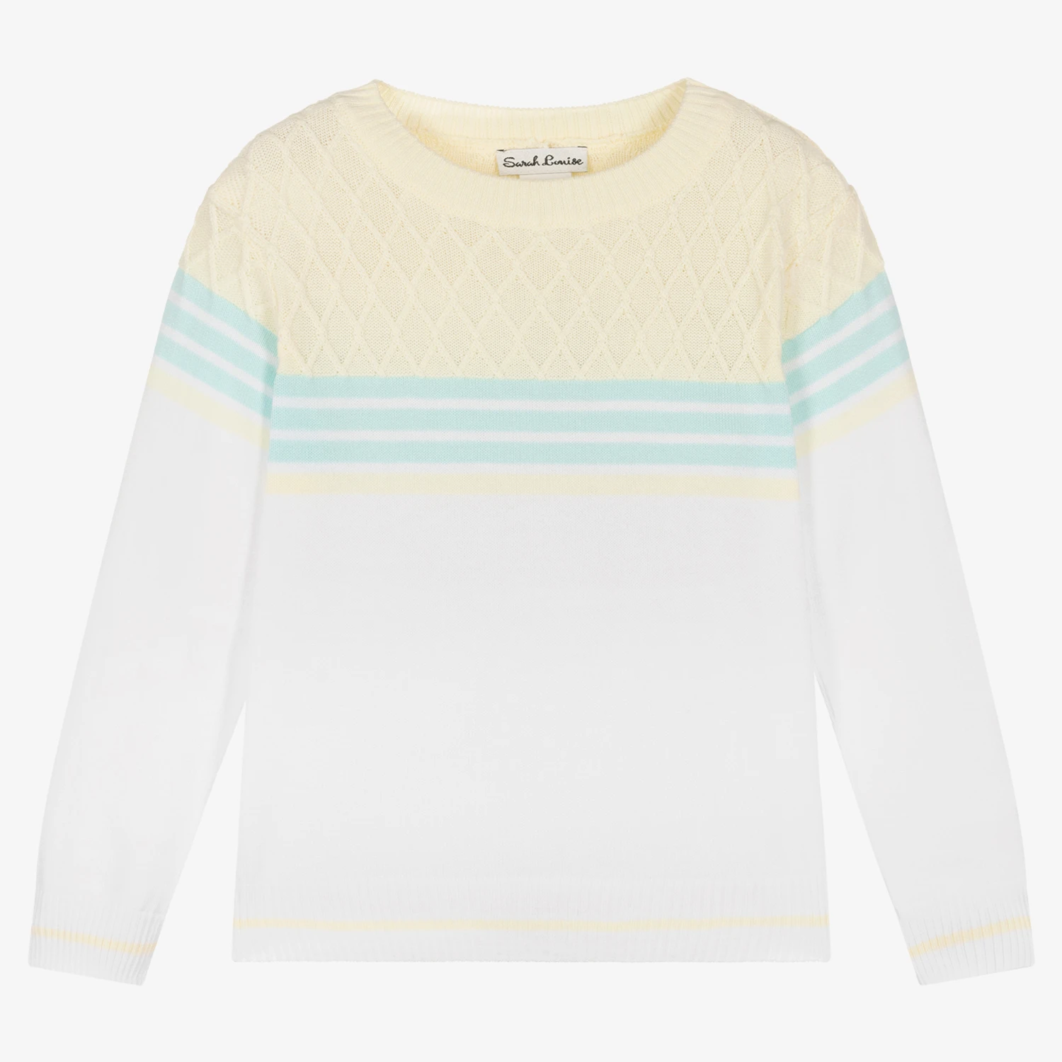 Sarah Louise White & Yellow Cotton Jumper 1 Sarah Louise White & Yellow Cotton Jumper